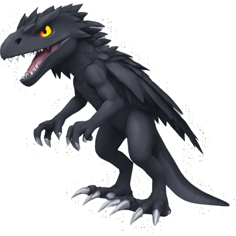  Cool Edgy Black Digimon-Fakemon-Raptor-Reptile full body emoji