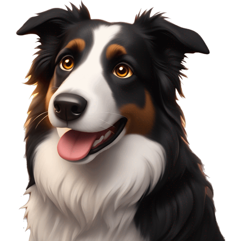 Border collie en un atardecer  emoji