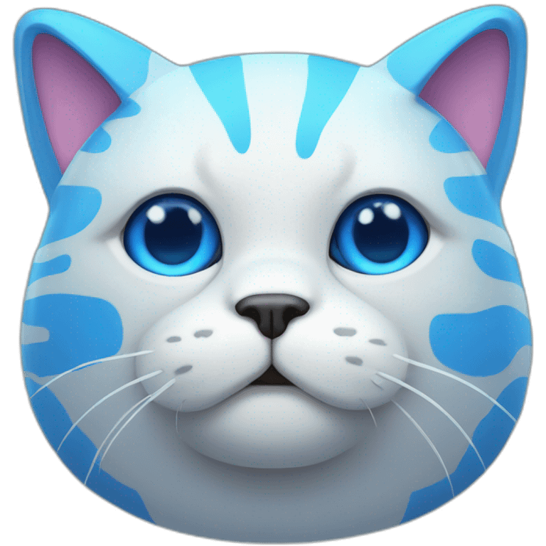 blue face fat cat robot emoji