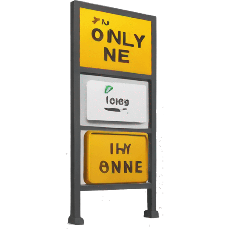 A rectangular sign with bold, capitalized text saying ‘ONLY ONE’ emoji