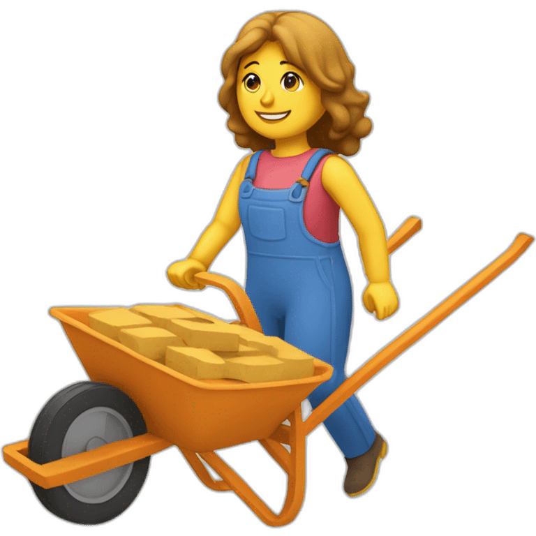 Manuelle  with a wheelbarrow and bricks emoji