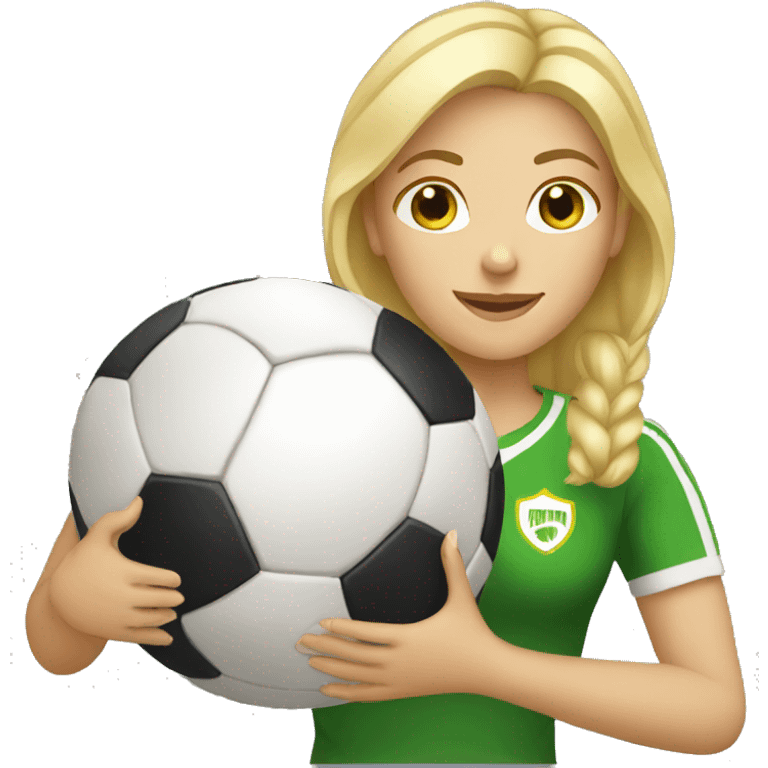 blond woman holding a soccer ball in her hand emoji