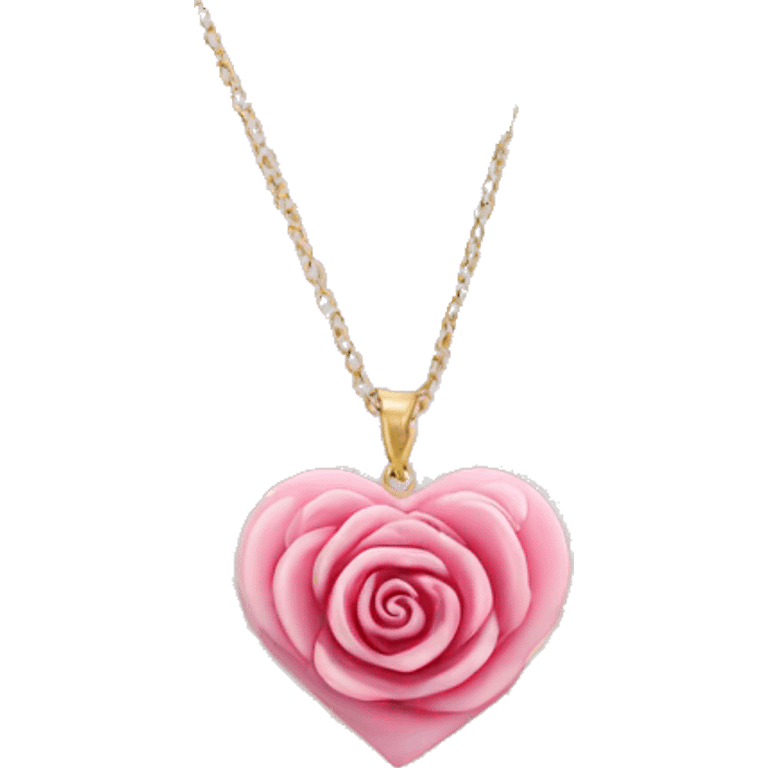 Pink rose heart necklace emoji