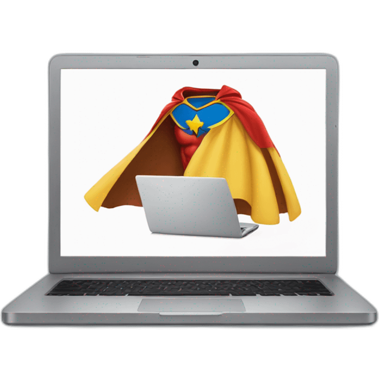 laptop with a super hero cape emoji