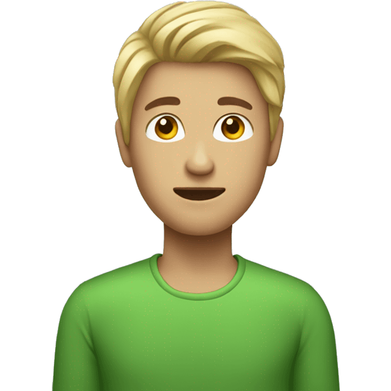 person with one hair strand and a green shirt emoji