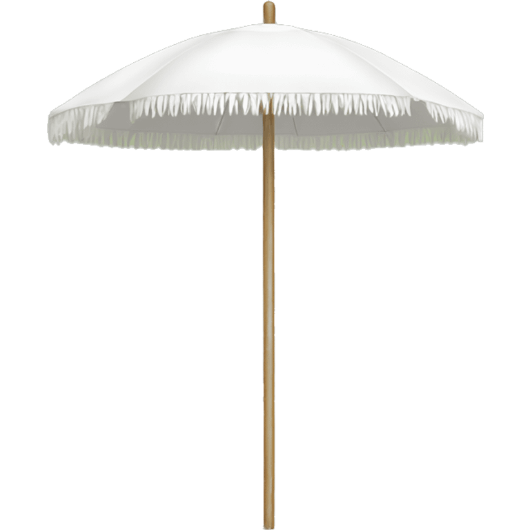 White beach umbrella with short white tassels and a straight wooden pole emoji