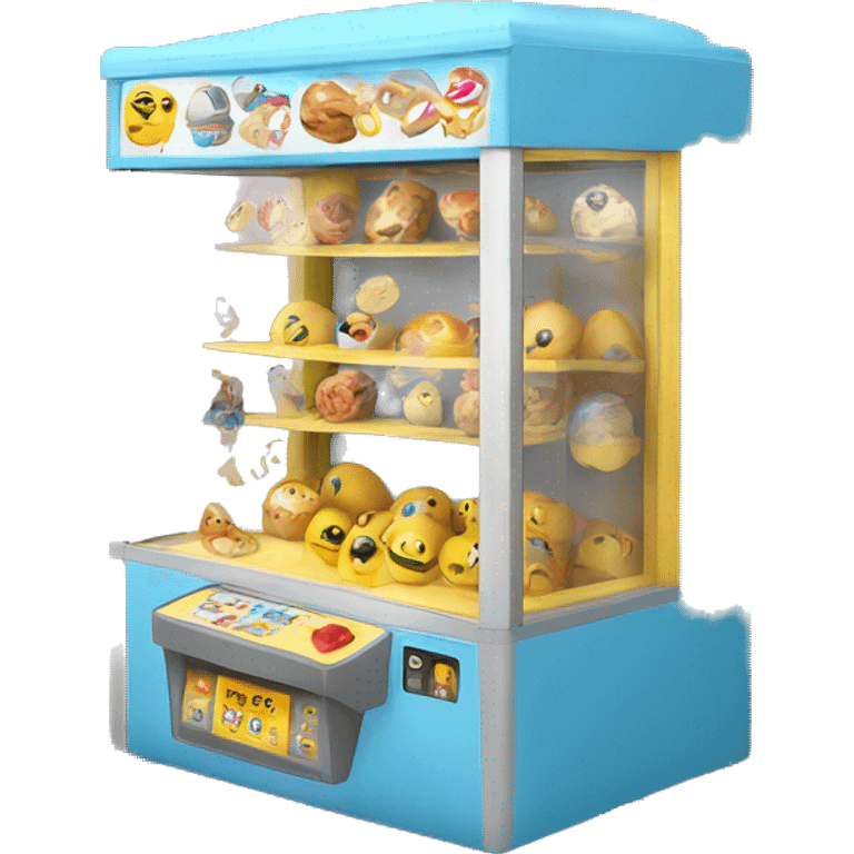 claw machine with eggs and pictures of bagels as prizes  emoji