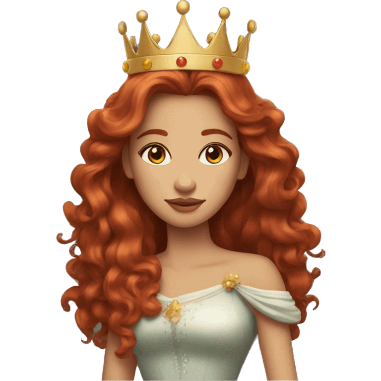 Queen with crown and messy and bit long redhair and light brown eyes  emoji