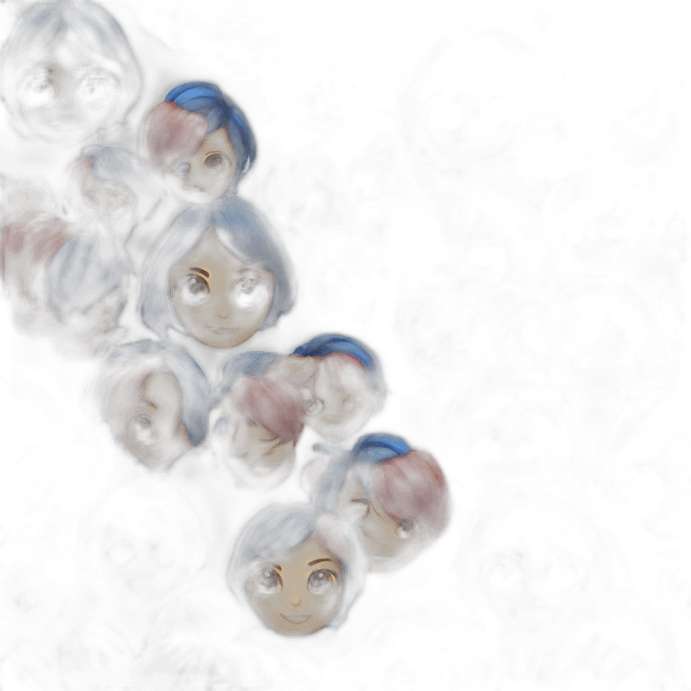 Short blue and red hair cool girl emoji