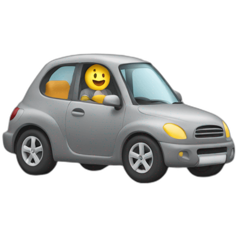 Car driving color gray man inside emoji