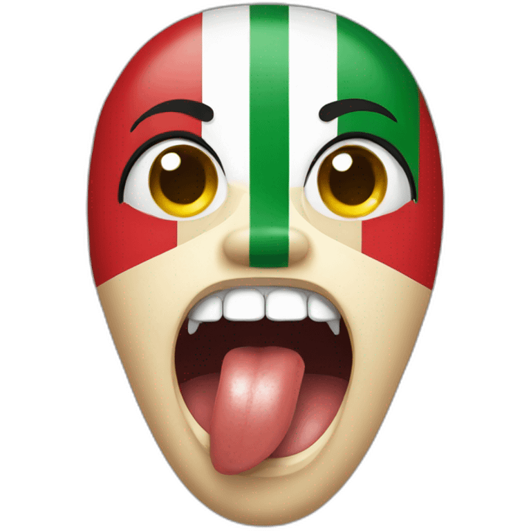 tongue out of mouth in italian flag colours emoji