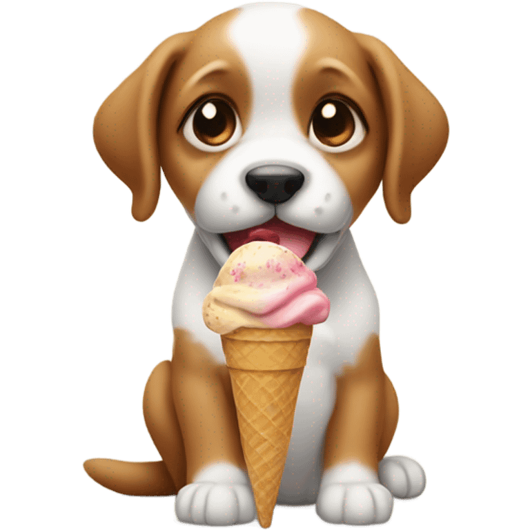 Puppy with ice cream emoji