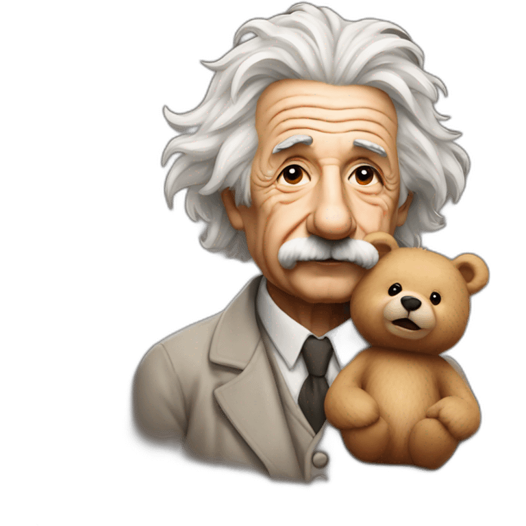 albert einstein with a bear emoji