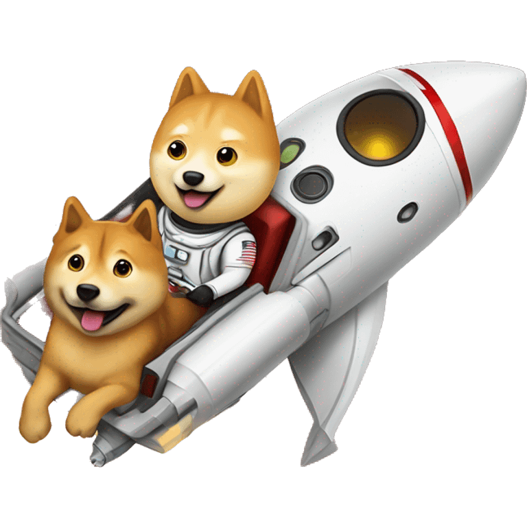 elon musk and doge riding a rocket to mars emoji