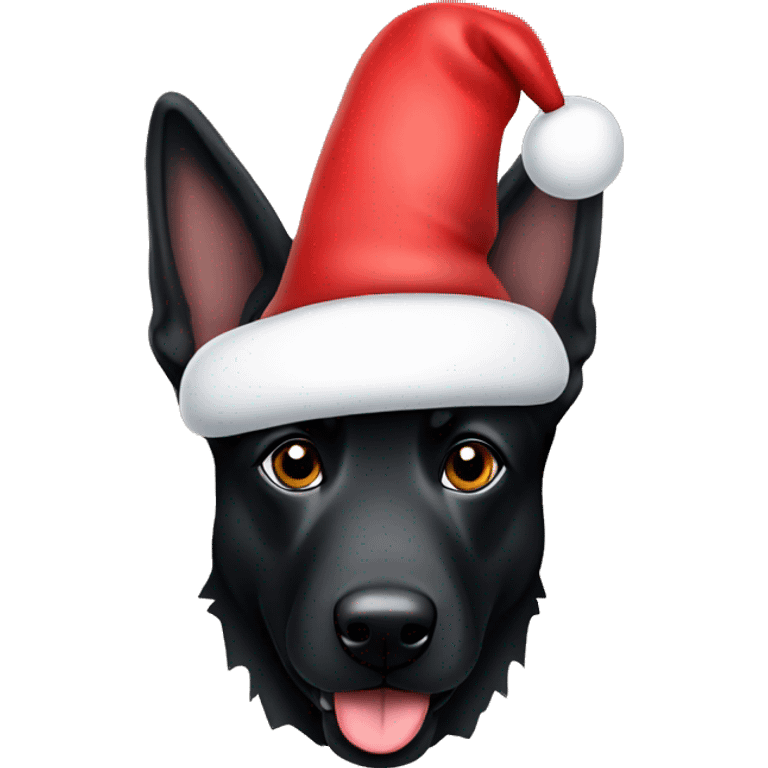 Black German Shepard Dog Santa hat emoji