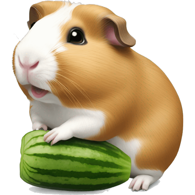 Guineapig standing on 2legs eating cucumber  emoji