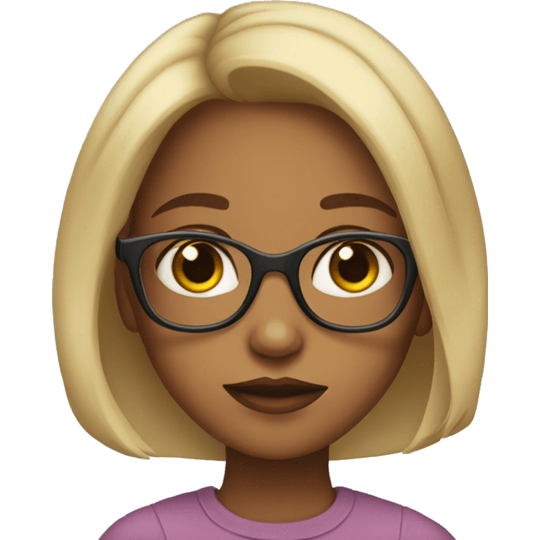 girl with glasses and doe eyes portrait  emoji