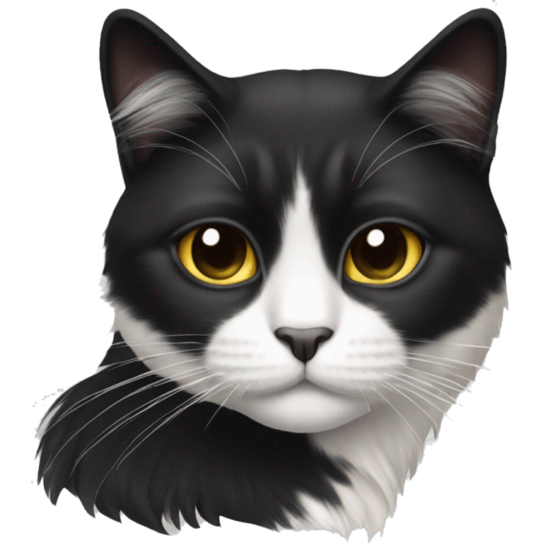 half Black and half white long hair cat with black muzzle emoji