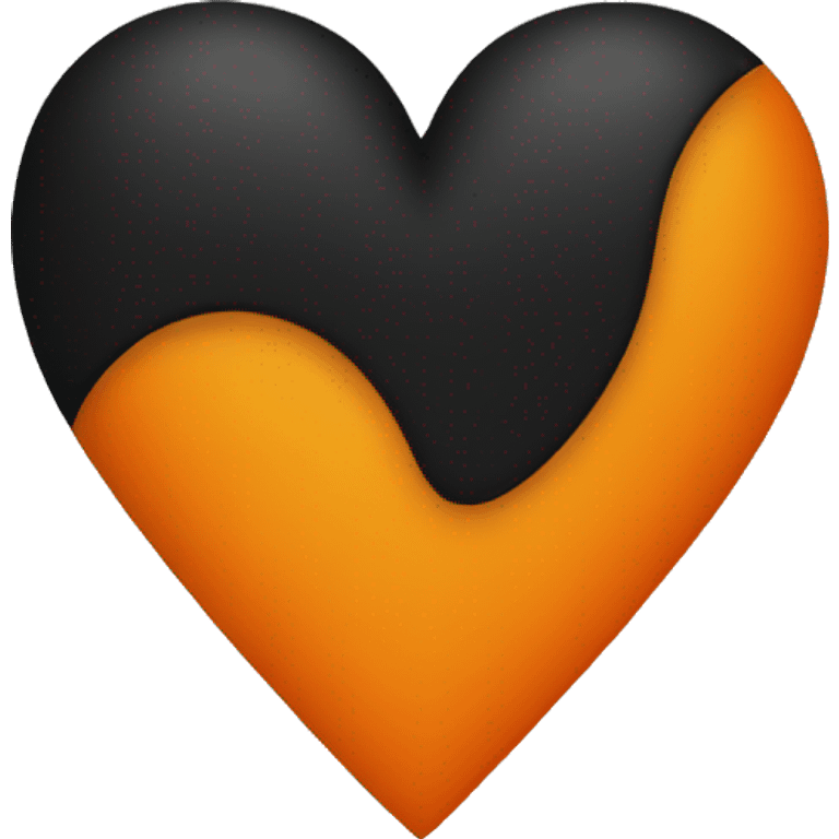 Half black and half orange heart emoji