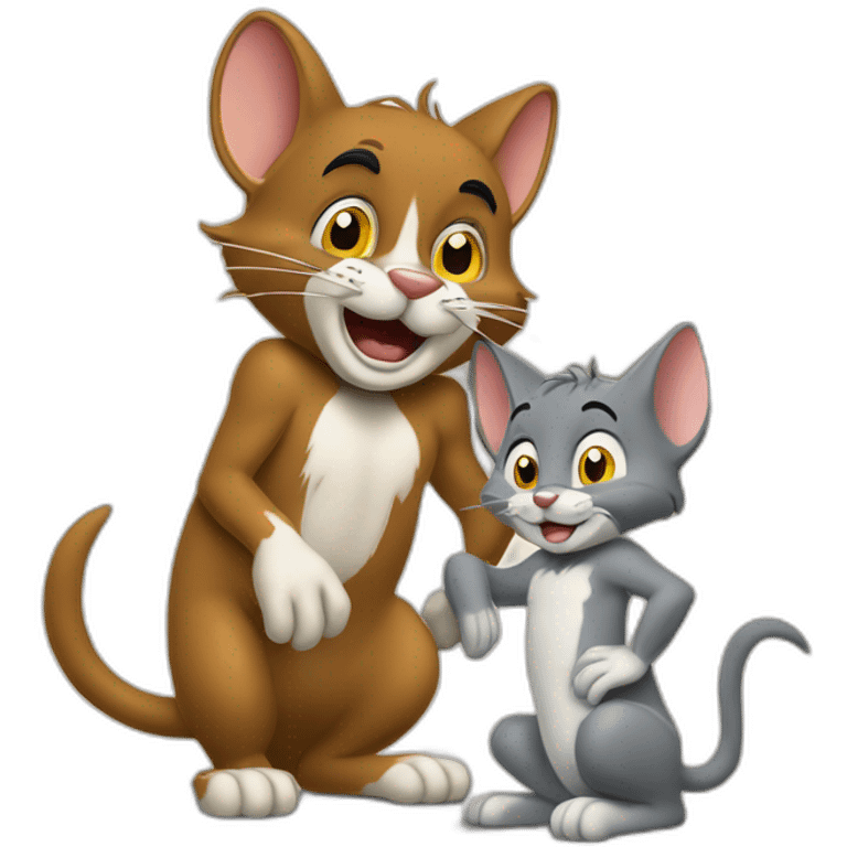 Tom et Jerry qui font un câlin emoji