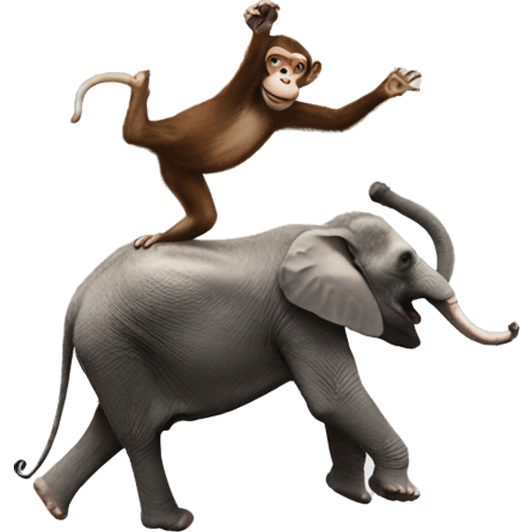 Monkey Doing backflip on top of elephant emoji