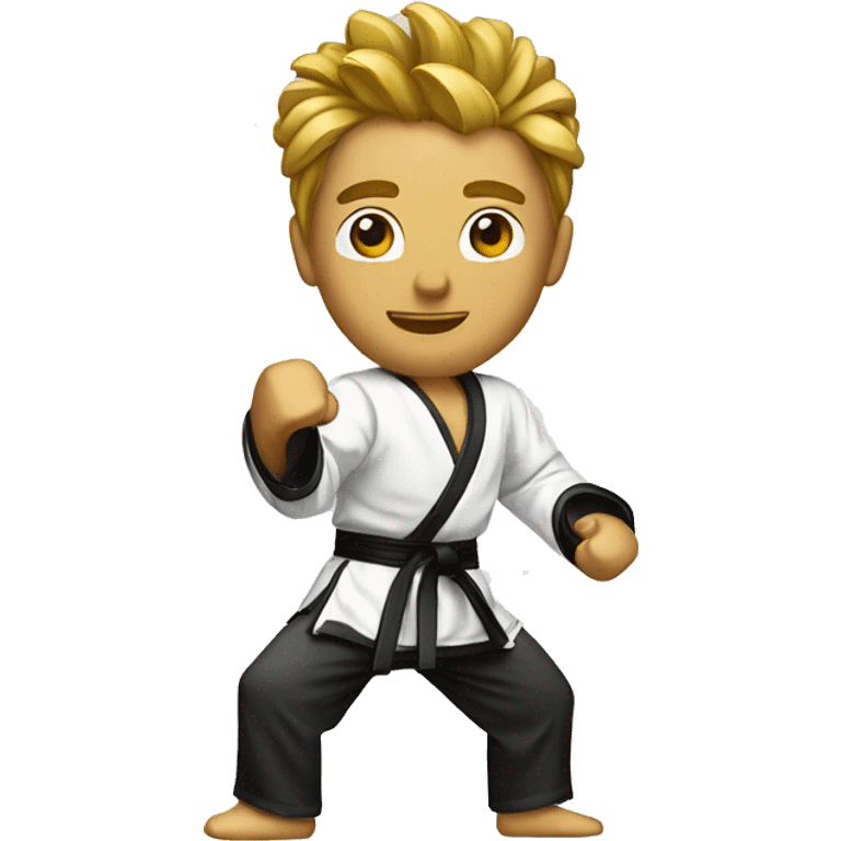 Hombre con una corona i un traje de taekwondo emoji