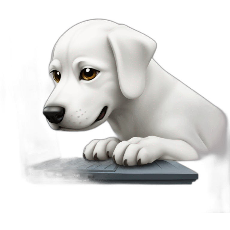 developer white dog infort of computer emoji