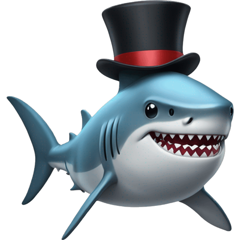 Shark with a top hat emoji