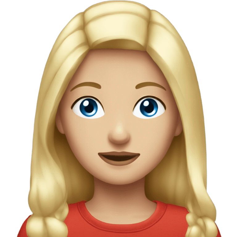 blonde girl blue eyes in red emoji