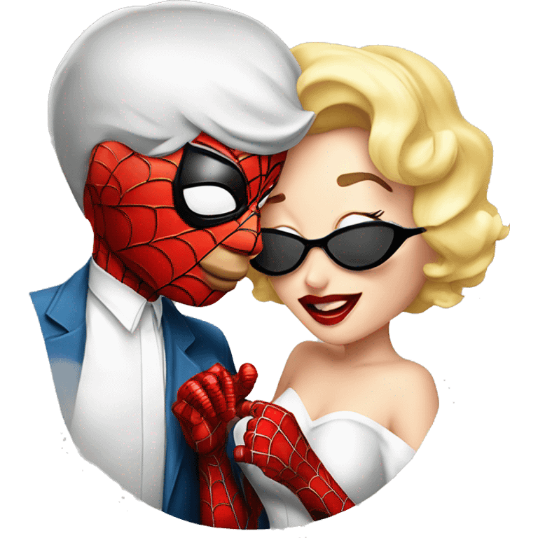 Spider-Man and Marilyn Monroe kissing emoji