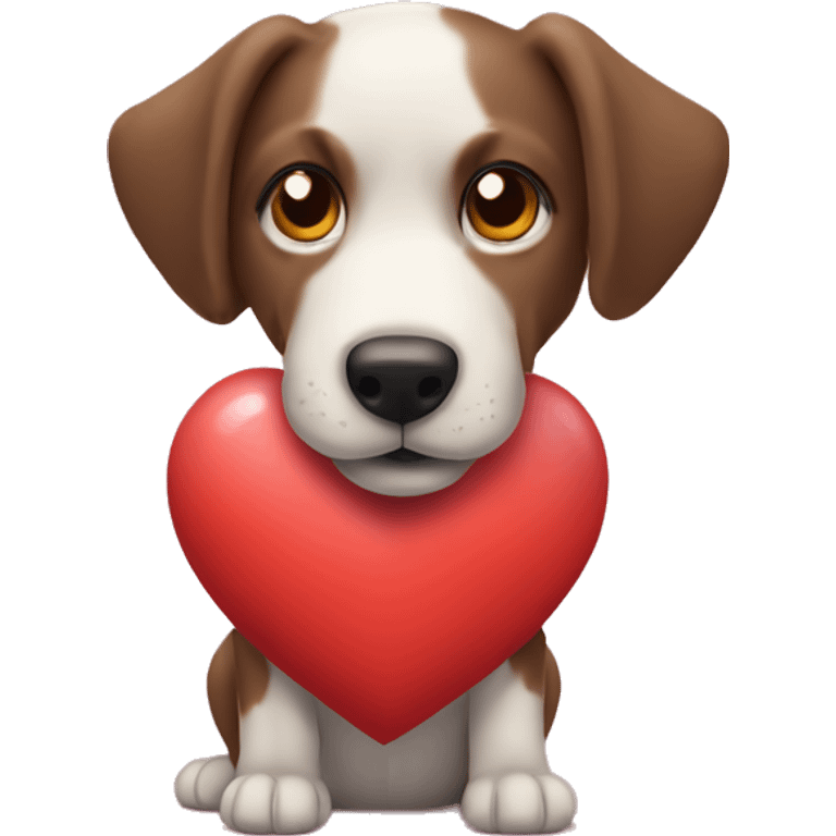 Perro con pelos largos con un corazón  emoji