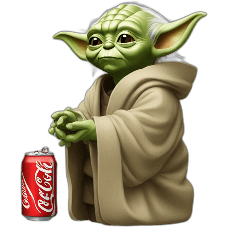 Yoda buvant une cannette de Coca Cola emoji