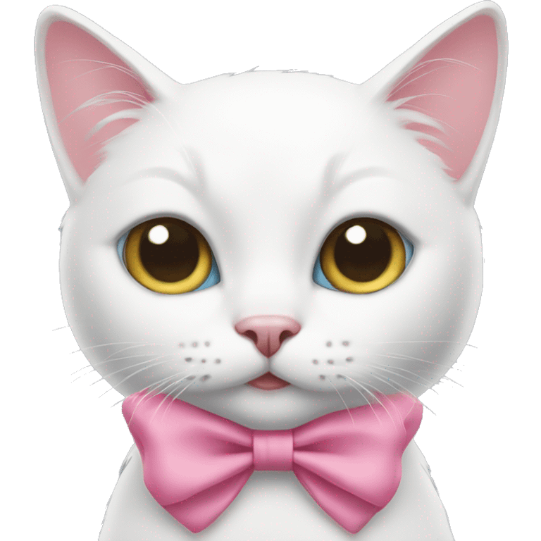 white cat with a pink bow  emoji