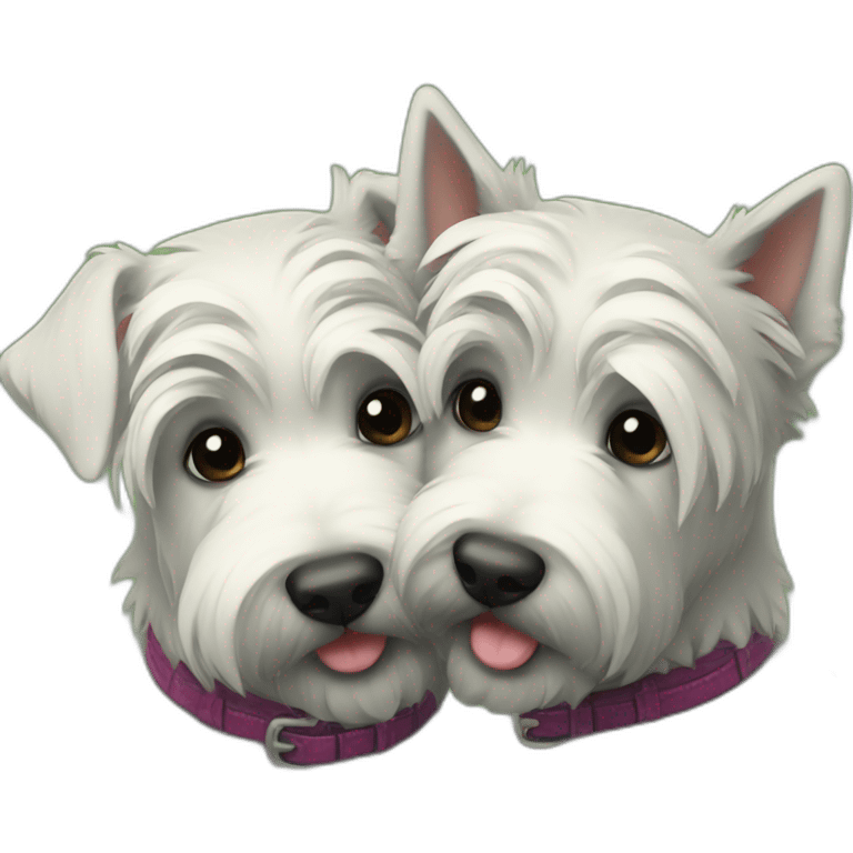 Two black Scottish terrier kissing emoji