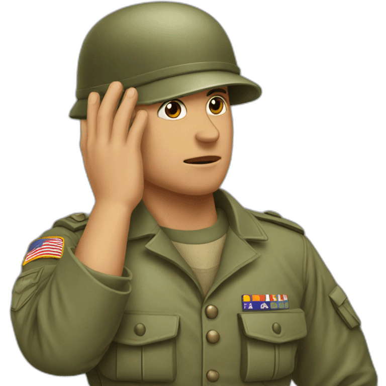 Soldier greeting with his hand on head emoji