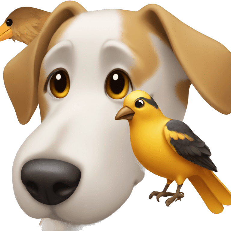 Dog playing with a bird  emoji