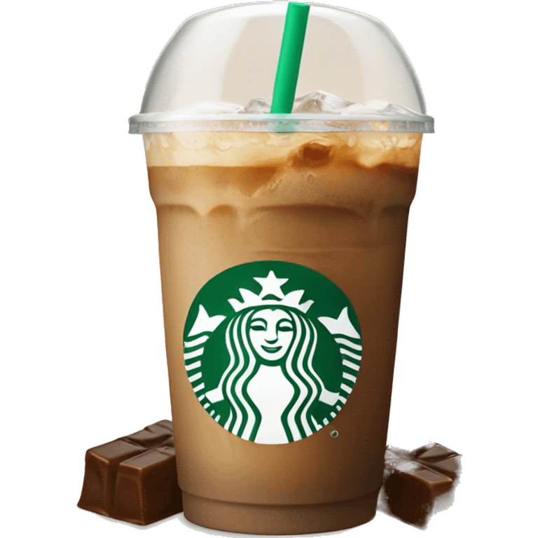 Starbuck ice coffee with ice cubes emoji