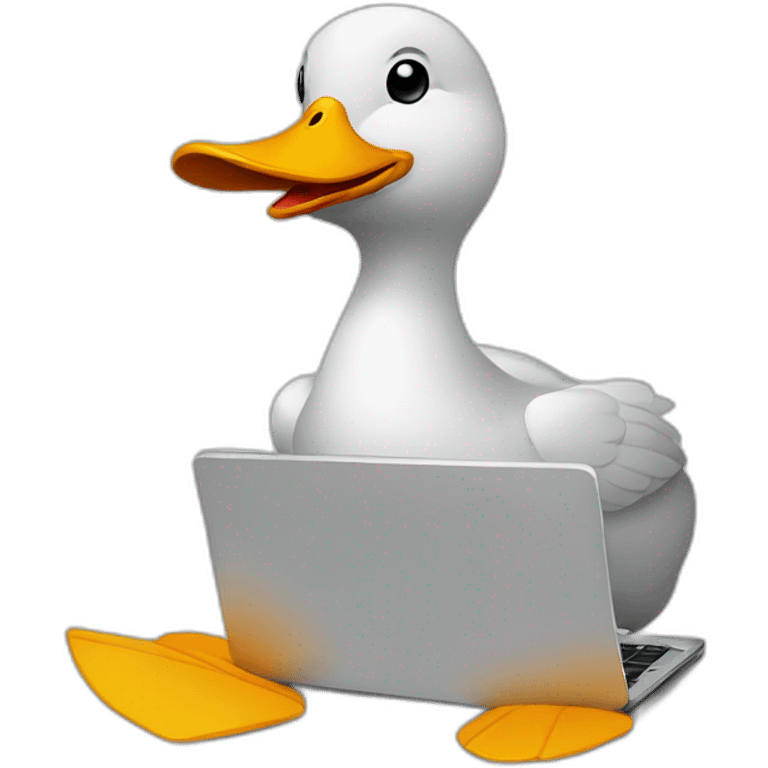 duck working on laptop emoji