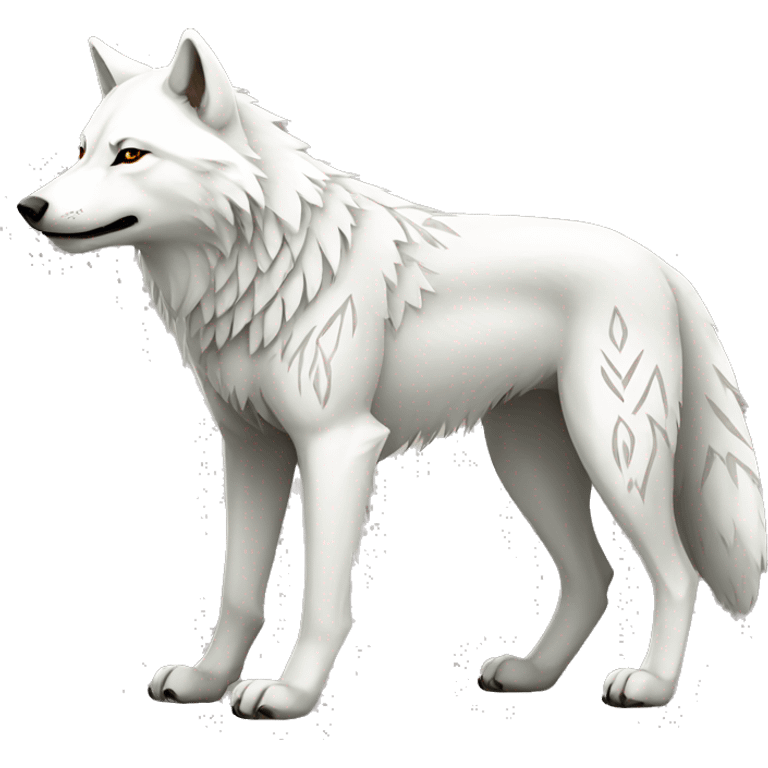 White Wolf With Tribal Markings Full Body emoji