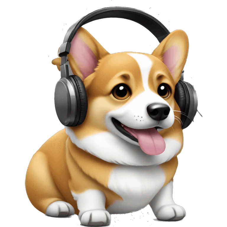 Corgi with headphones emoji