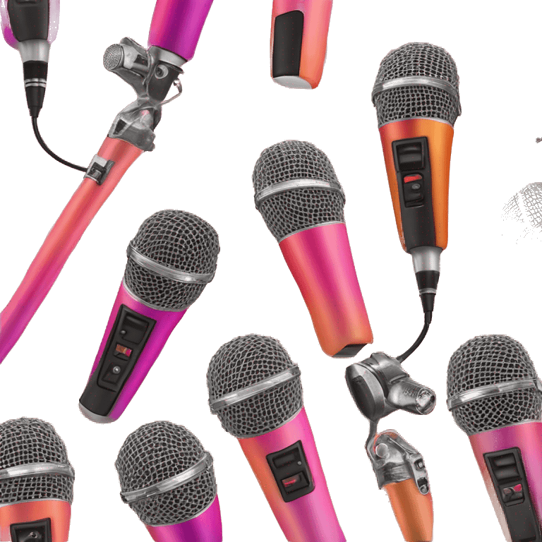 Orange and pink gradient handheld microphone with rhinestones  emoji