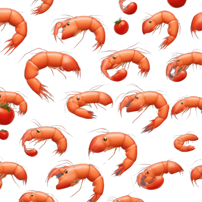 gambas, pêche et emulsion de tomate emoji