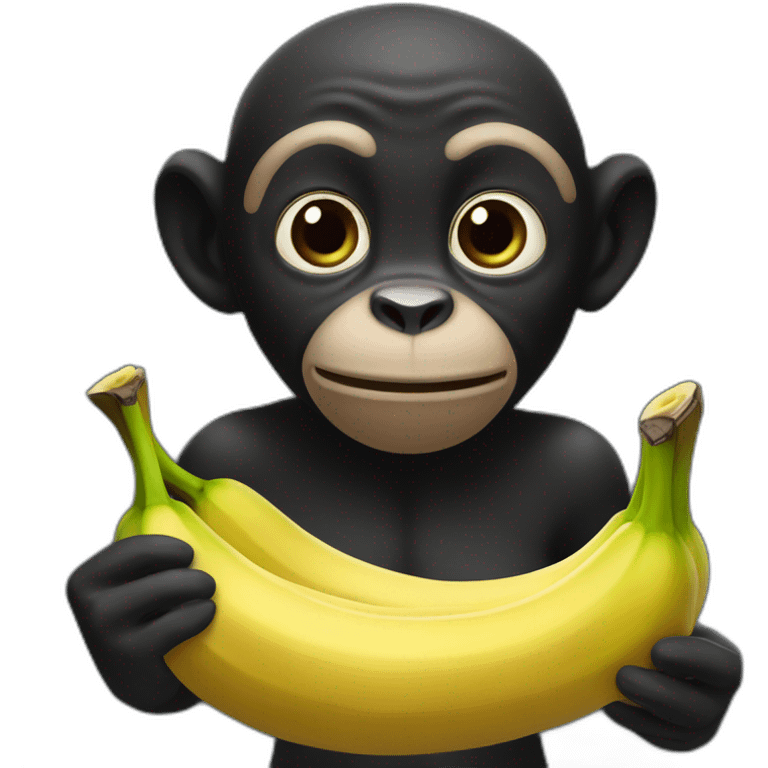 Un singe noir qui mange une banane emoji