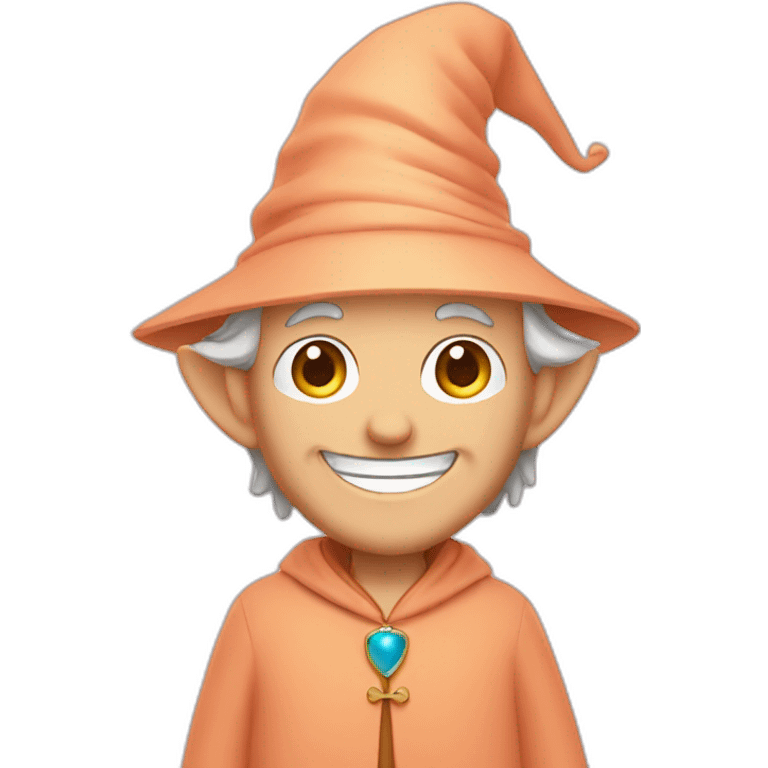 happy wizard guy in peach color emoji