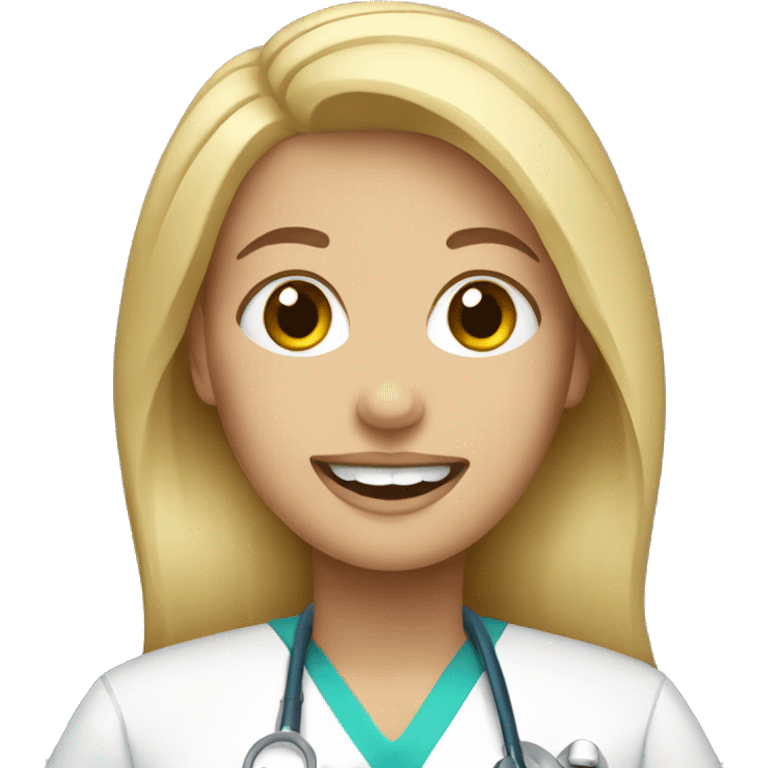 Blonde haired woman wearing dentist scrubs  emoji