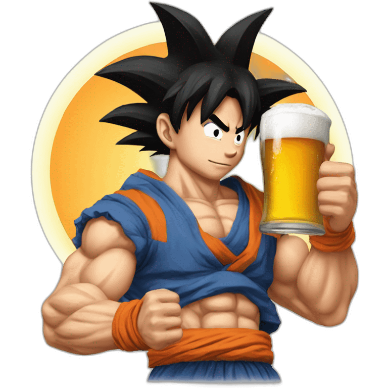 Goku drinking as beer emoji