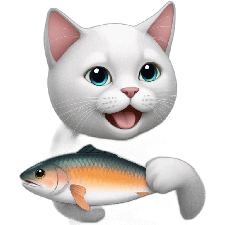 Cat eat fish emoji