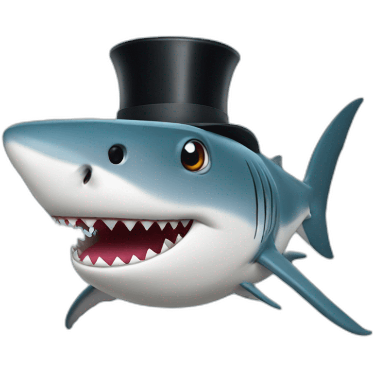 Shark with a top hat emoji