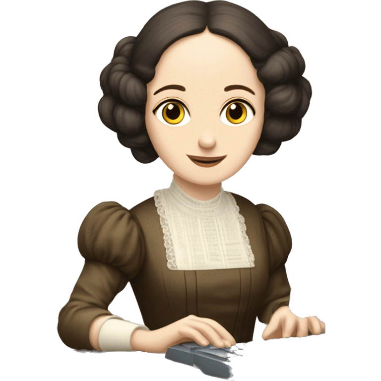 historical figure Ada Lovelace typing on a computer keyboard in 1843 emoji