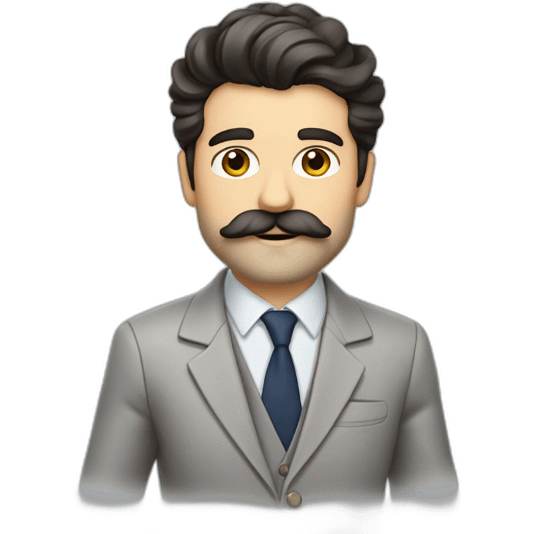 dark-haired French real estate agent with a big beard and mustache who dresses classy emoji